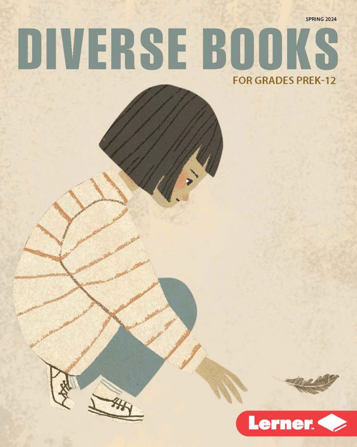 Lerner Spring 2024 Diverse Books Catalog Cover: Illustration of girl picking up a leaf