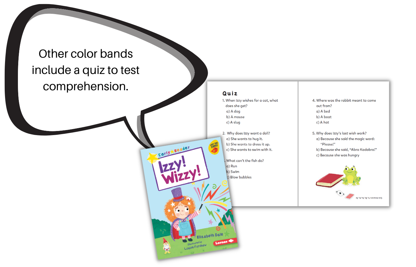 Other color bands include a quiz to test comprehension. 